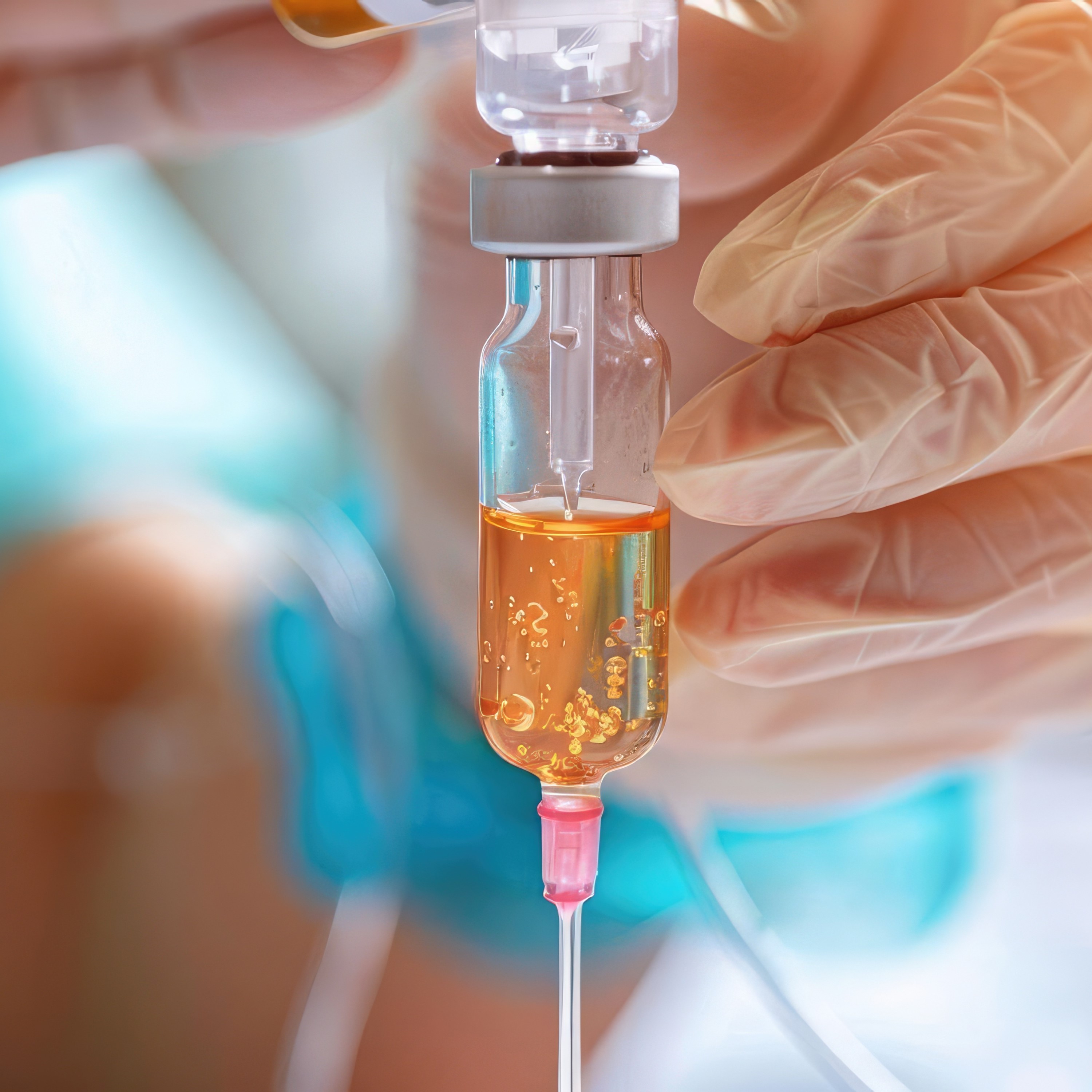 Patient receiving chemotherapy with an IV drip, cancer treatment, clinical setting
