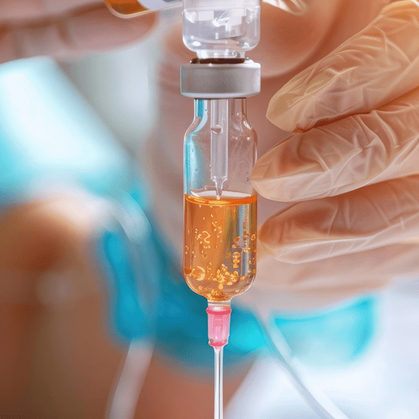 Patient receiving chemotherapy with an IV drip, cancer treatment, clinical setting