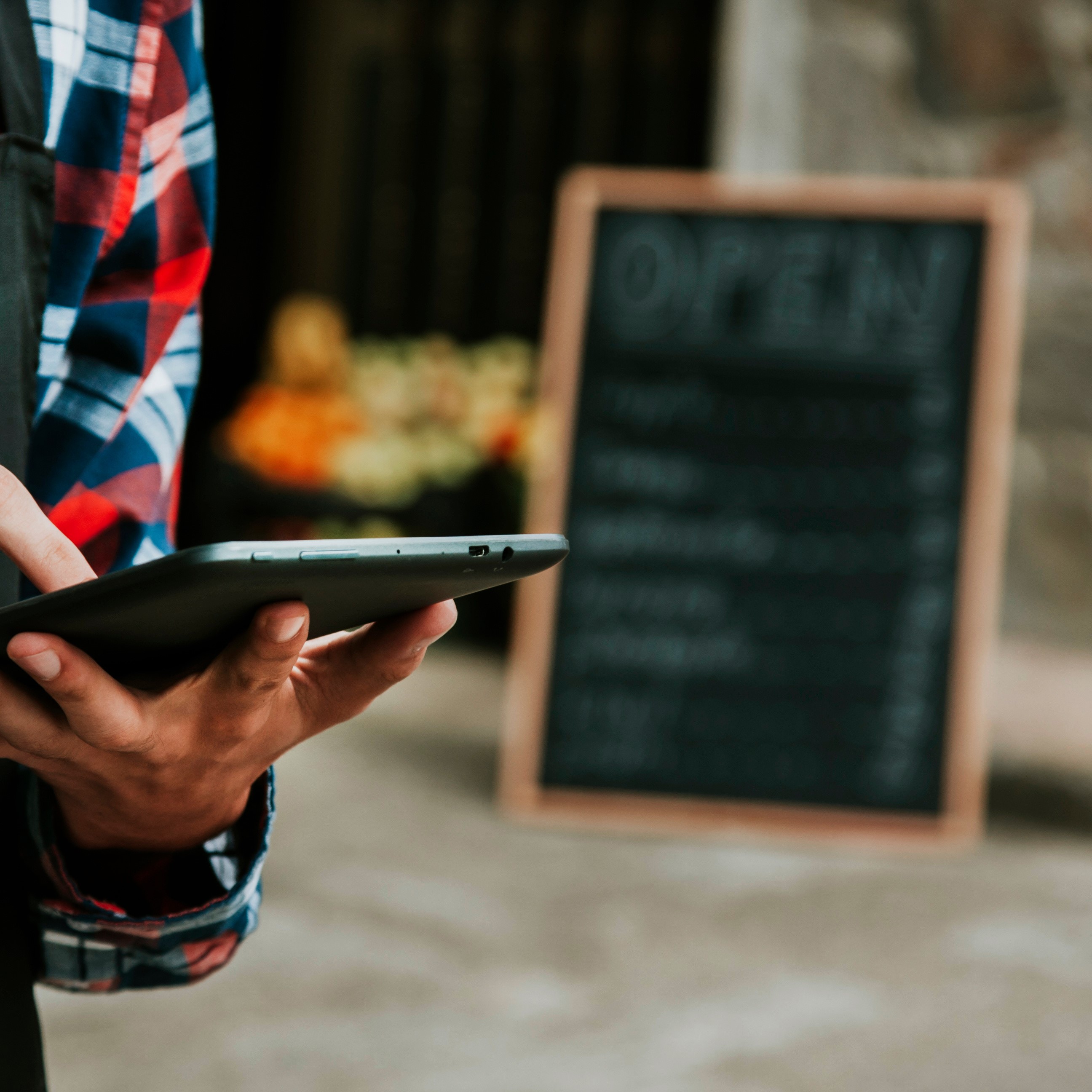 hand man in business with the tablet