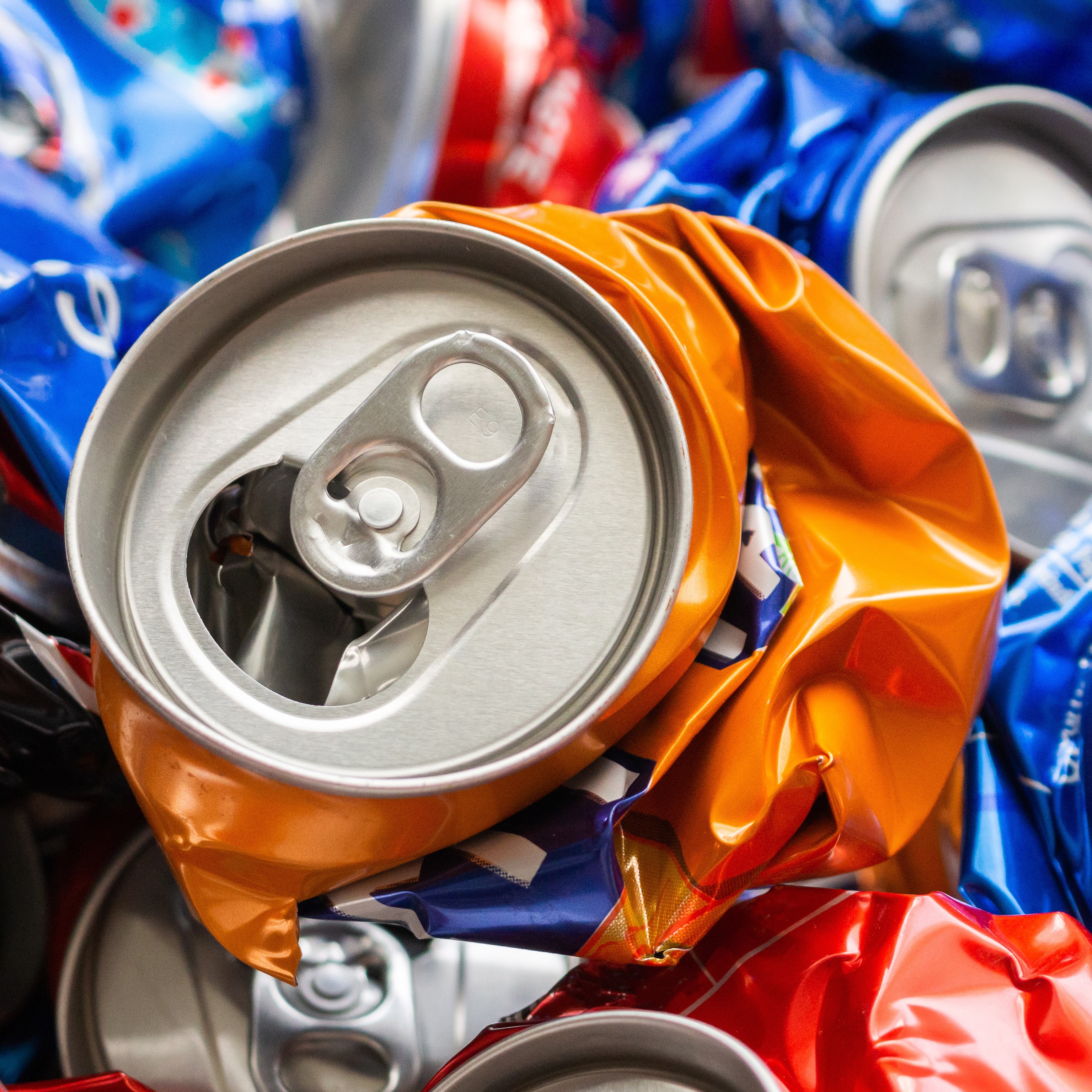 recycle aluminum metal crushed can waste background