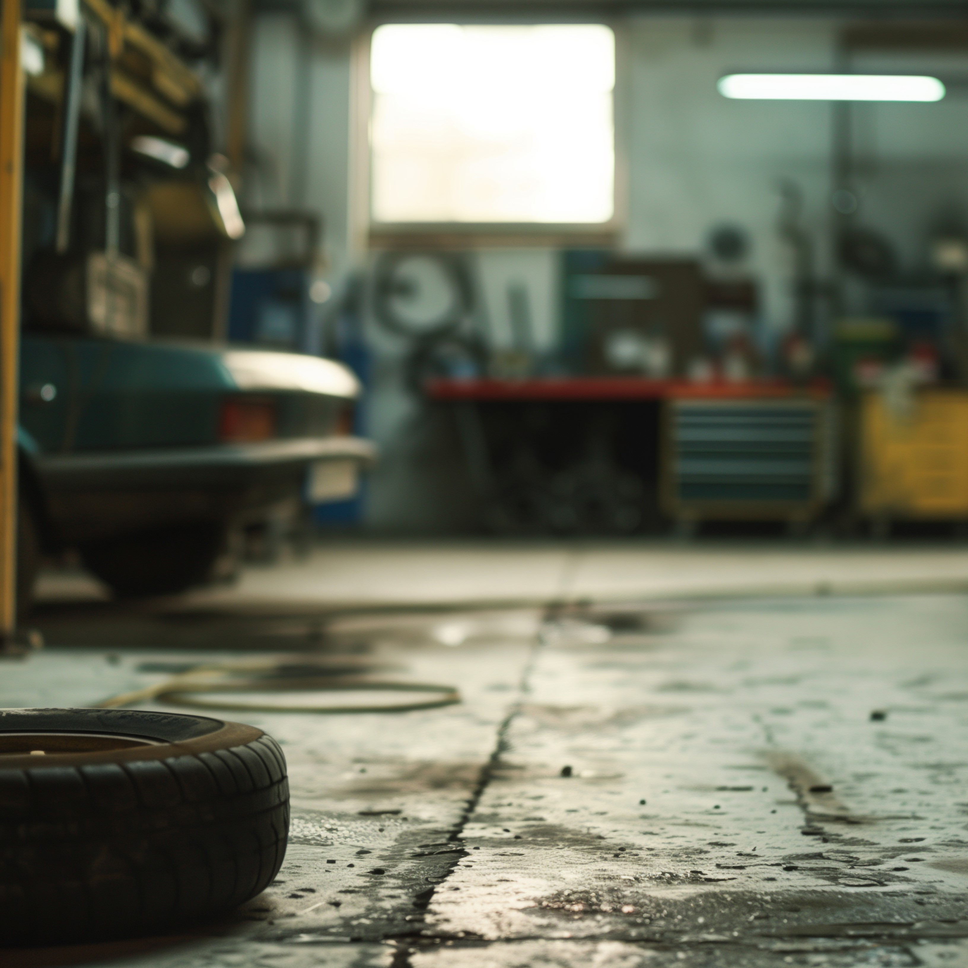 Mechanic's workspace with various tools.
