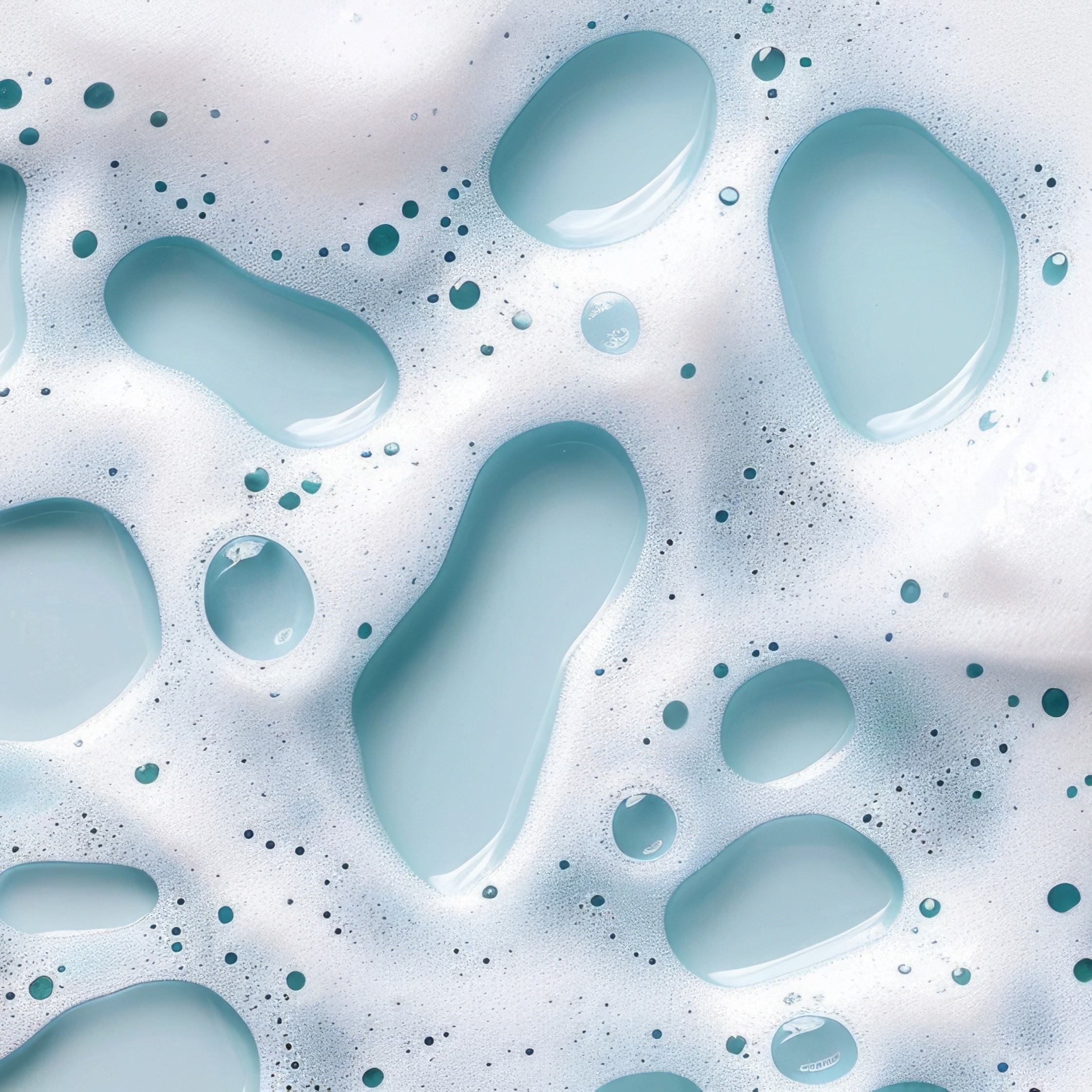close-up, lush white detergent foam, washing foam, top view, horizontal banner for a cleaning company or laundry, poster, abstract blue background, copy space, free space for text