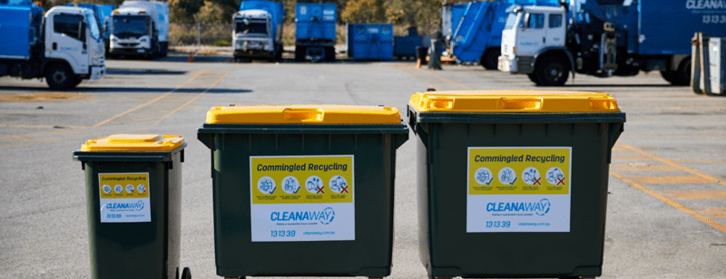 Wheelie bins and skip bins at event