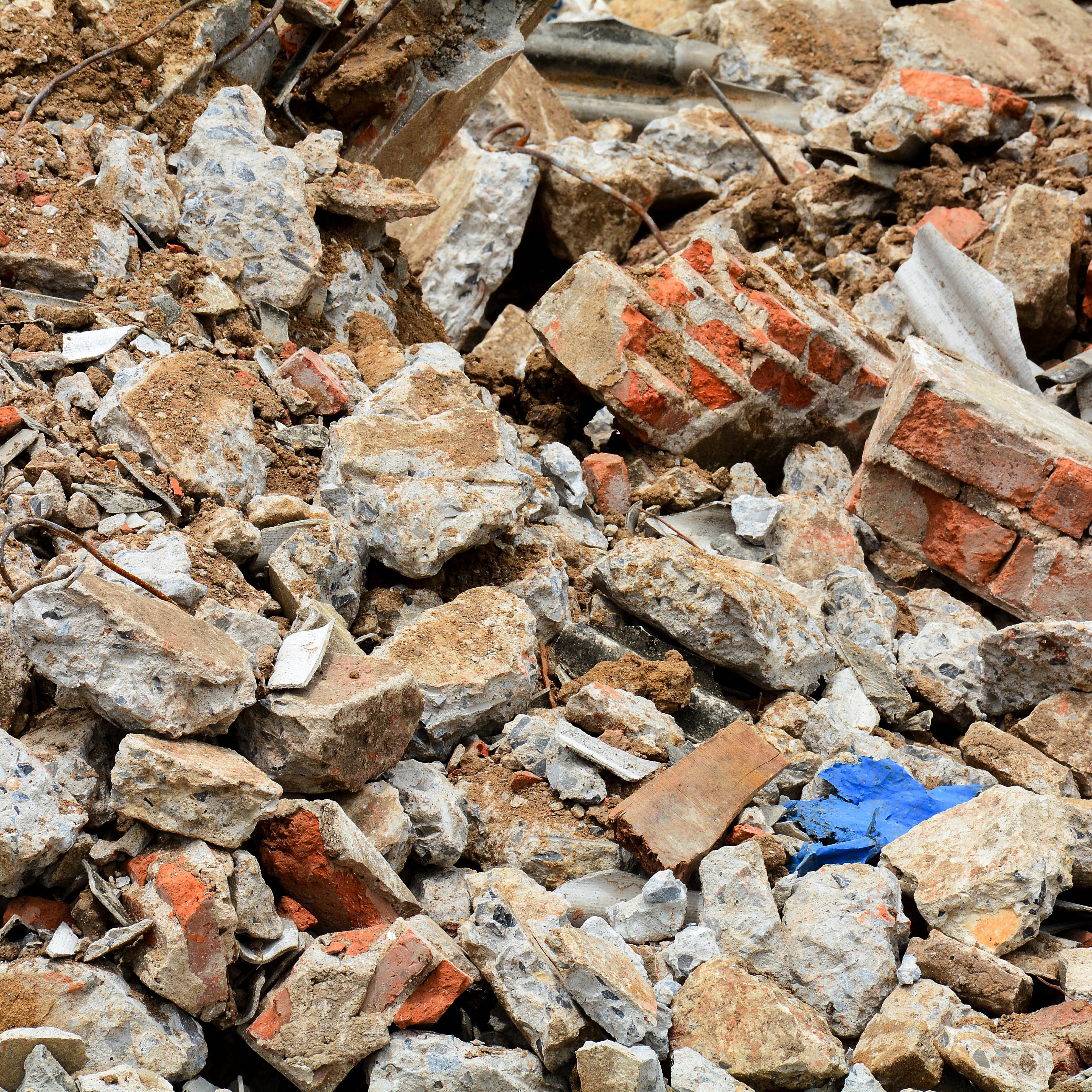 scrap remaining after the demolition of the building